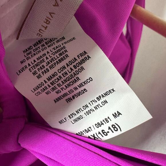 Becca Rebecca Virtue  Swimsuit Pink Strappy One Piece Plus Size 1X - Picture 6 of 8